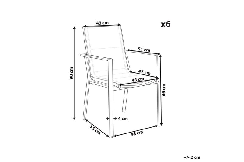 Trädgårdsstol set om 6 Busseto - Vit - Utemöbler - Balkong - Balkongmöbler - Balkongstol