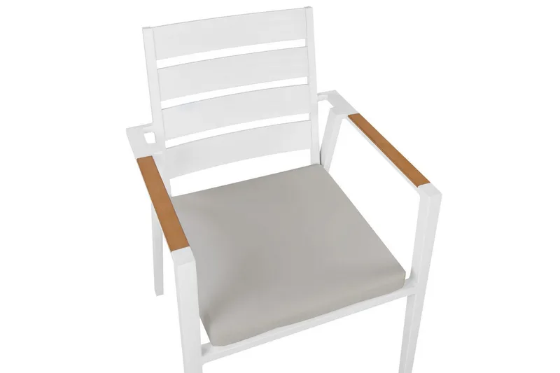 Trädgårdsstol set om 6 Taviano - Vitt, grått, ljust trä - Utemöbler - Balkong - Balkongmöbler - Balkongstol