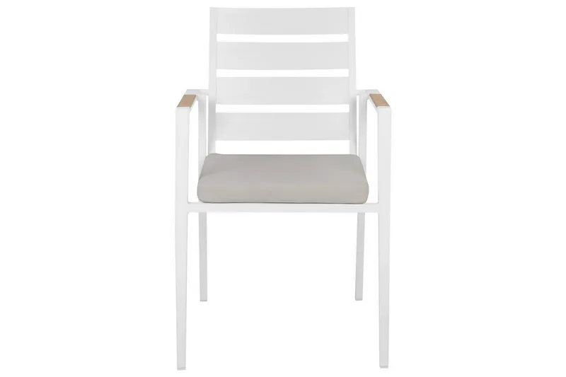 Trädgårdsstol set om 6 Taviano - Vitt, grått, ljust trä - Utemöbler - Balkong - Balkongmöbler - Balkongstol