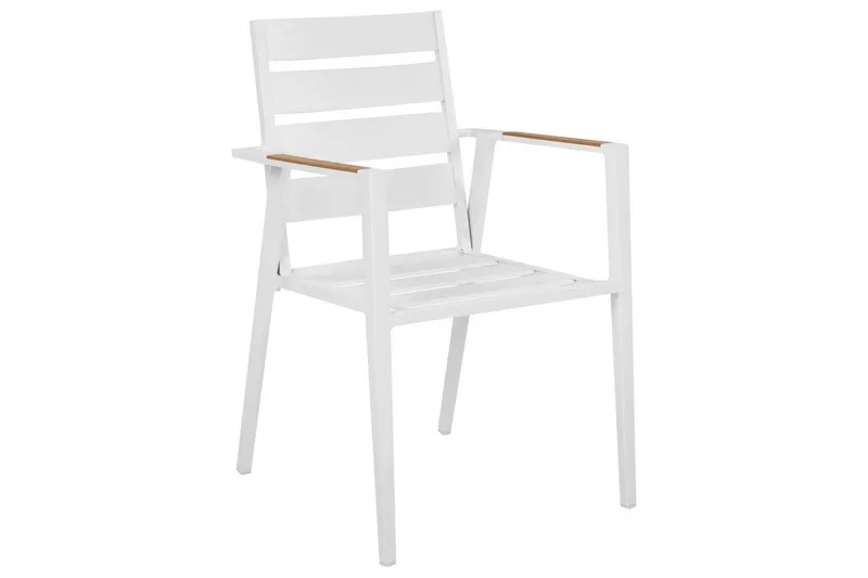 Trädgårdsstol set om 6 Taviano - Vitt, grått, ljust trä - Utemöbler - Balkong - Balkongmöbler - Balkongstol