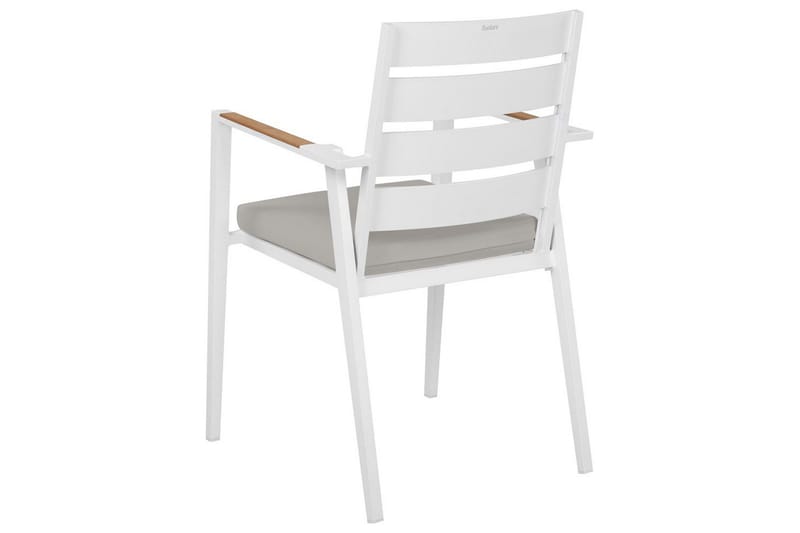 Trädgårdsstol set om 6 Taviano - Vitt, grått, ljust trä - Utemöbler - Balkong - Balkongmöbler - Balkongstol