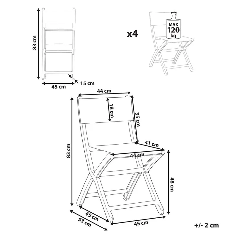 Trädgårdsstol Talca 4-pack - Röd - Utemöbler - Balkong - Balkongmöbler - Balkongstol