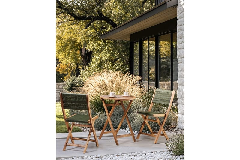 Trädgårdsstol Prossedi set om 2 Grönt/ljust trä - Grönt/ljust trä - Utemöbler - Balkong - Balkongmöbler - Balkongstol