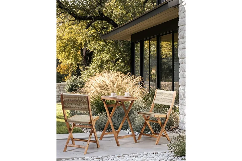 Trädgårdsstol Prossedi set om 2 Beige/ljust trä - Beige/ljust trä - Utemöbler - Balkong - Balkongmöbler - Balkongstol