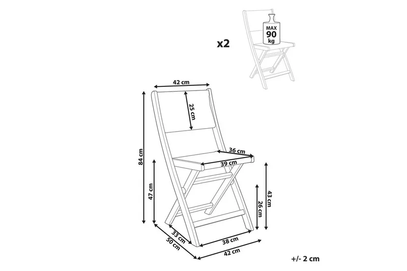 Trädgårdsstol Prossedi set om 2 Grönt/ljust trä - Grönt/ljust trä - Utemöbler - Balkong - Balkongmöbler - Balkongstol
