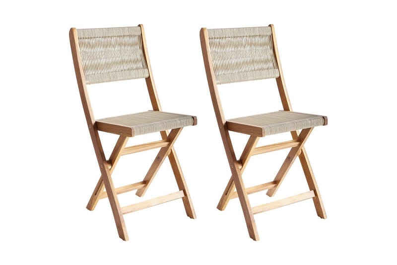 Trädgårdsstol Prossedi set om 2 Beige/ljust trä - Beige/ljust trä - Utemöbler - Balkong - Balkongmöbler - Balkongstol