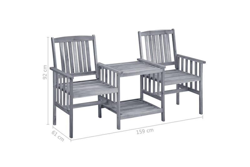 Trädgårdsstolar med bord och dynor massivt akaciaträ - Grå - Matstol & karmstol utomhus - Balkongstol