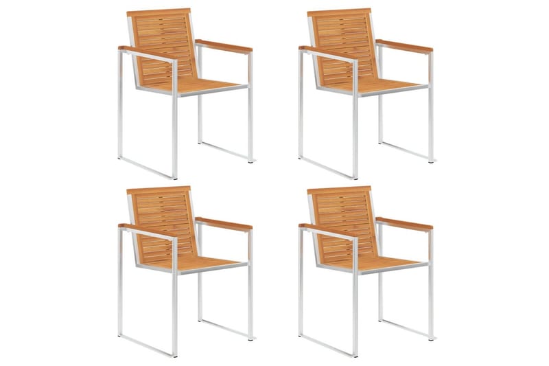 Trädgårdsstolar med dynor 4 st massivt akaciaträ - Beige - Utemöbler - Balkong - Balkongmöbler - Balkongstol