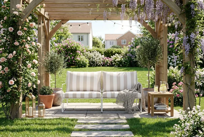 Usteryd 2 sits Loungesoffa - Beige/Striped - Utemöbler - Balkong - Balkongmöbler - Soffa balkong