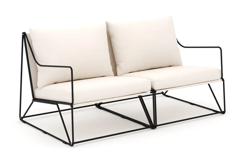 Usteryd 2 sits Loungesoffa - Svart/Beige - Utemöbler - Balkong - Balkongmöbler - Soffa balkong