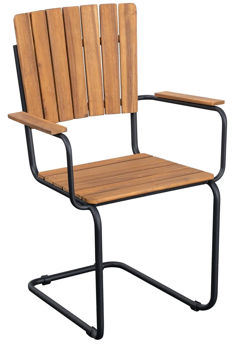 Utematstol Holmö med Armstöd Brun, Teaklook/svart