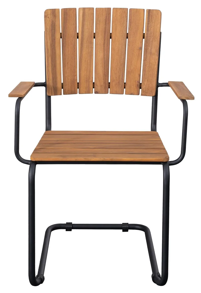 Utematstol Holmö med Armstöd Brun - Teaklook/svart - Utemöbler - Balkong - Balkongmöbler - Balkongstol