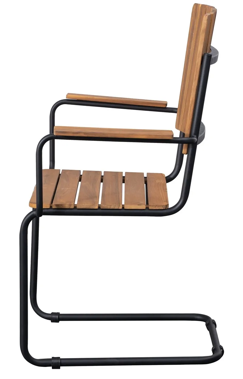 Utematstol Holmö med Armstöd Brun - Teaklook/svart - Utemöbler - Balkong - Balkongmöbler - Balkongstol