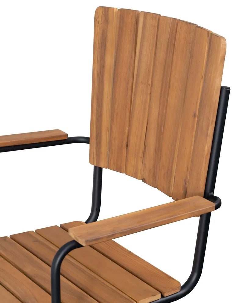 Utematstol Holmö med Armstöd Brun - Teaklook/svart - Utemöbler - Balkong - Balkongmöbler - Balkongstol