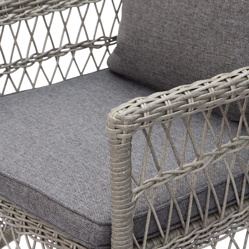 Utematstol i grå rotting med dyna - Grå - Utemöbler - Balkong - Balkongmöbler - Balkongstol