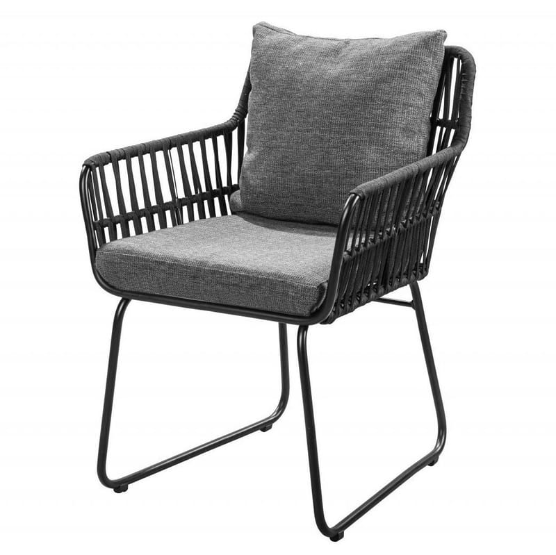 Utestol med rep och grå dynor - Antracit - Utemöbler - Balkong - Balkongmöbler - Balkongstol