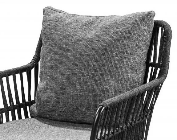 Utestol med rep och grå dynor - Antracit - Utemöbler - Balkong - Balkongmöbler - Balkongstol