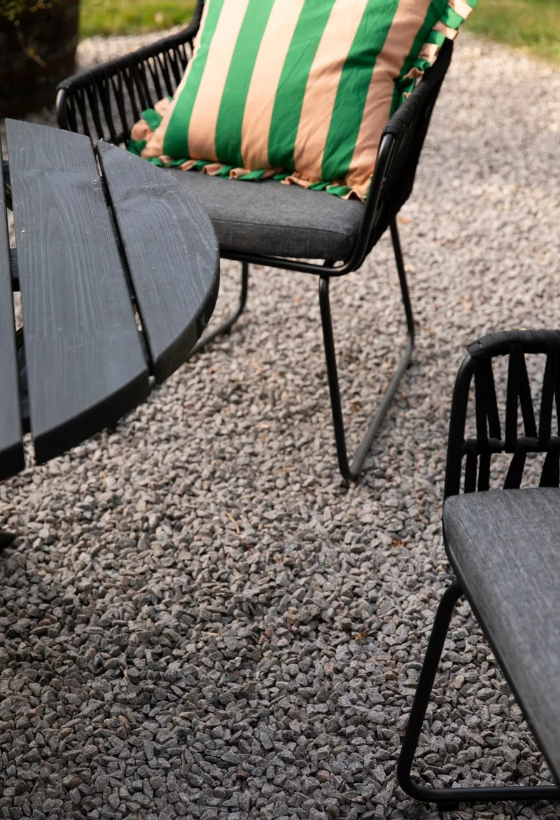 Utestol med rep och grå dynor - Antracit - Utemöbler - Balkong - Balkongmöbler - Balkongstol