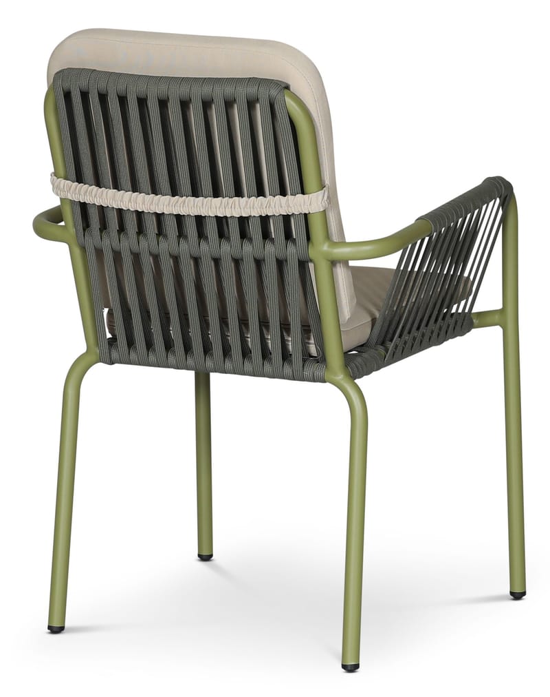 Utestol stapelbar grön med beige dyna - Lincoln - Grön och beige - Utemöbler - Balkong - Balkongmöbler - Balkongstol