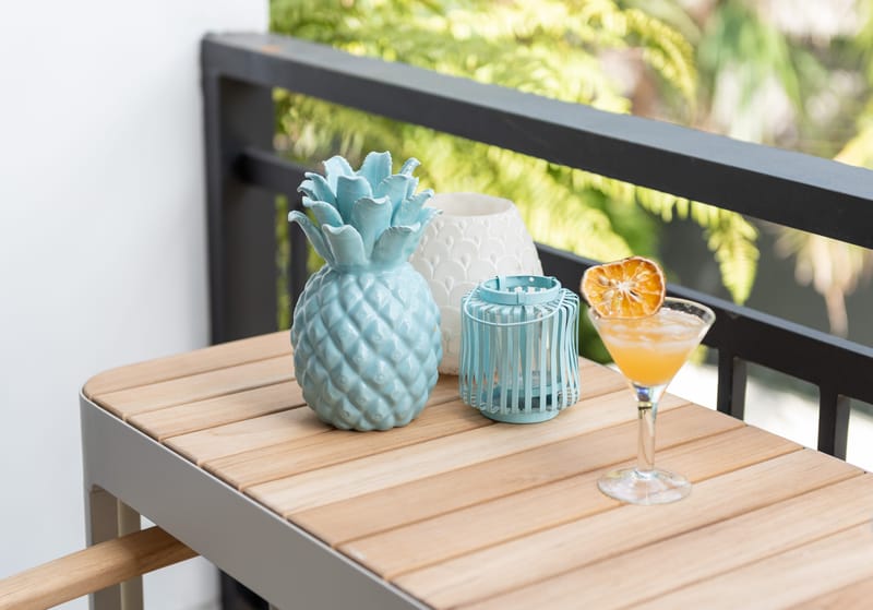 Utomhus balkongset Portals balkongbord + 2 carver carver-stolar - ljus ecru/korallsand - Utemöbler - Balkong - Balkongmöbler - Balkonggrupp & balkongset