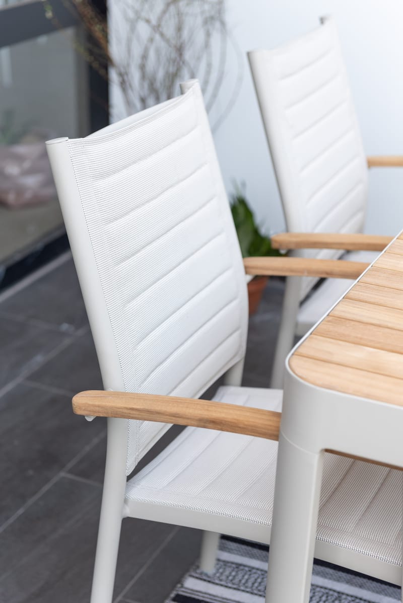 Utomhus balkongset Portals balkongbord + 2 carver carver-stolar - ljus ecru/korallsand - Utemöbler - Balkong - Balkongmöbler - Balkonggrupp & balkongset