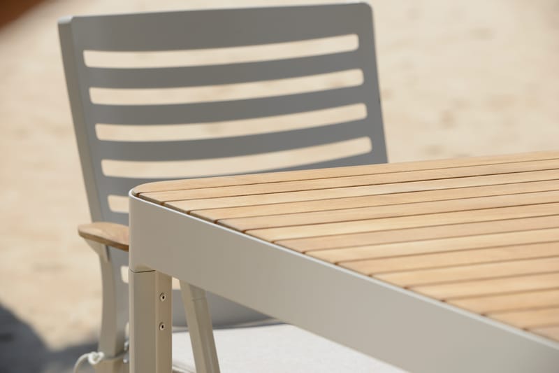 Utomhus barset Portals barbord + 4 barstolar - ljus ecru/korallsand - Utemöbler - Utestol & trädgårdsstol - Barstol utomhus