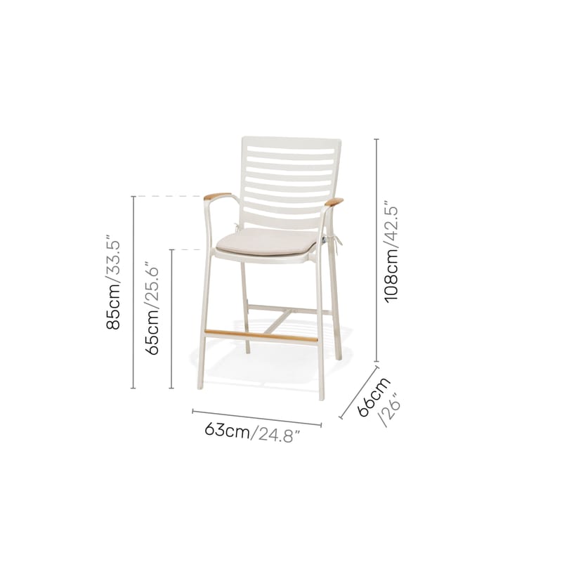 Utomhus barset Portals barbord + 4 barstolar - ljus ecru/korallsand - Utemöbler - Utestol & trädgårdsstol - Barstol utomhus