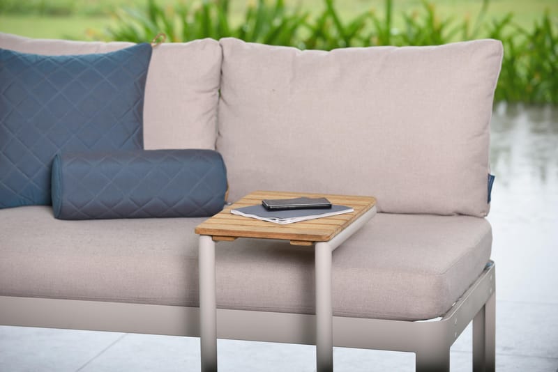 Utomhus modulset Portals 2-sitssoffa + C-format sidobord - beige/trä - Utemöbler - Balkong - Balkongmöbler - Balkonggrupp & balkongset