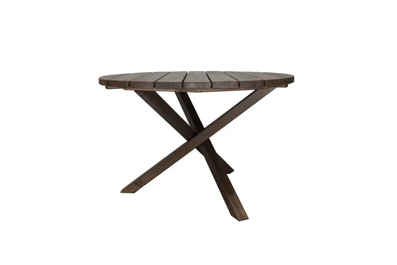 Utomhusmöbelgrupp Ø 112 cm bord & 4 Levanto grå stolar Brun - Brun - Utemöbler - Balkong - Balkongmöbler - Balkonggrupp & balkongset