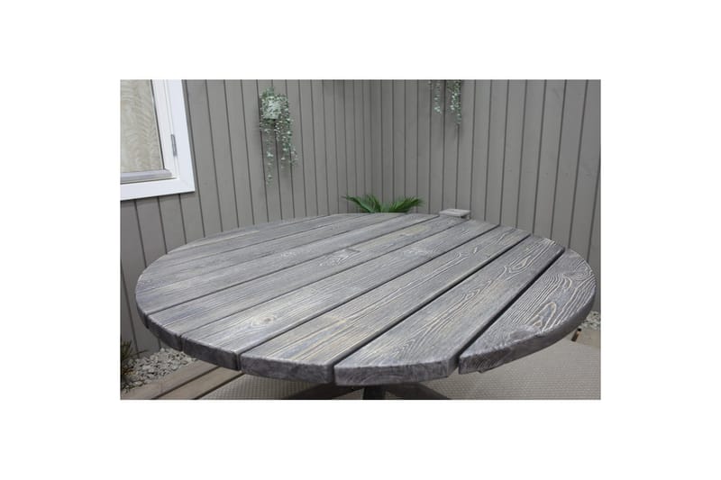 Utomhusmöbelgrupp Ø 112 cm bord & 4 Levanto grå stolar Grå - Grå - Utemöbler - Balkong - Balkongmöbler - Balkonggrupp & balkongset