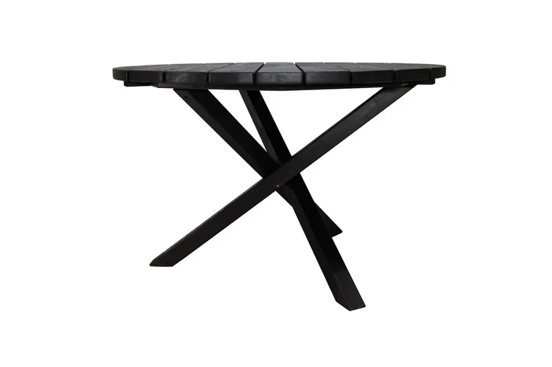 Utomhusmöbelgrupp Ø 112 cm bord & 4 Levanto grå stolar Svart - Svart - Utemöbler - Utegrupp - Matgrupp utomhus