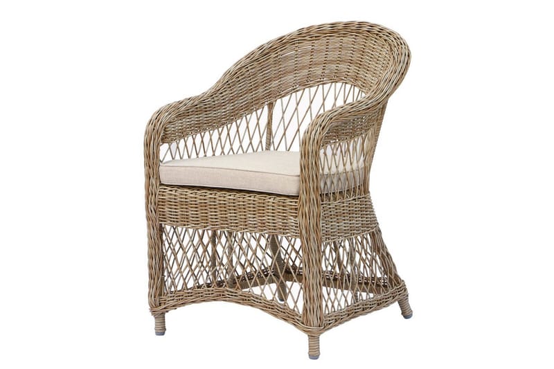 Utomhusmöbelgrupp Ø 112 cm bord & 4 Merida naturell stolar Brun - Brun - Utemöbler - Utegrupp - Matgrupp utomhus