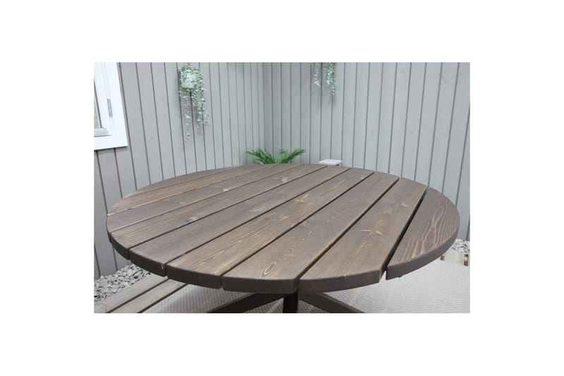 Utomhusmöbelgrupp Ø 112 cm bord & 4 Merida naturell stolar Brun - Brun - Utemöbler - Balkong - Balkongmöbler - Balkonggrupp & balkongset