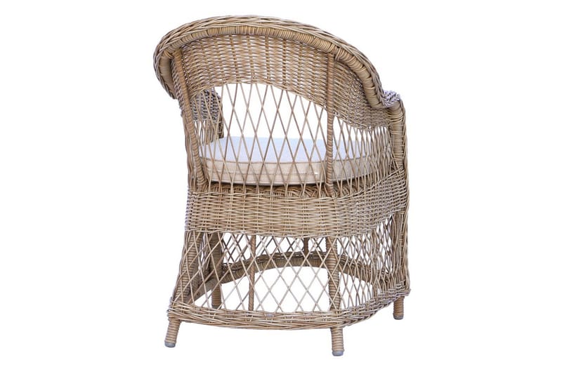 Utomhusmöbelgrupp Ø 112 cm bord & 4 Merida naturell stolar Grå - Grå - Utemöbler - Balkong - Balkongmöbler - Balkonggrupp & balkongset