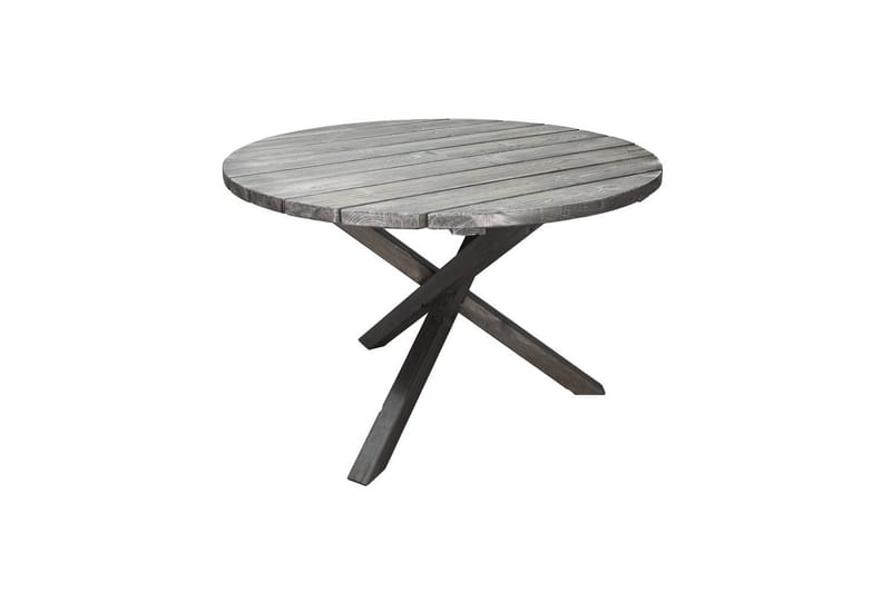 Utomhusmöbelgrupp Ø 112 cm bord & 4 Merida naturell stolar Grå - Grå - Utemöbler - Balkong - Balkongmöbler - Balkonggrupp & balkongset
