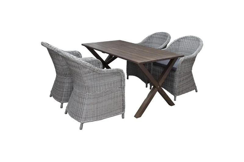 Utomhusmöbelgrupp 150 cm Bord & 4 Belize grå stolar Brun, Brun