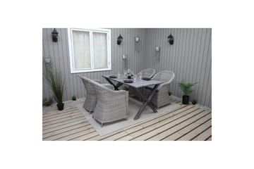 Utomhusmöbelgrupp 150 cm Bord & 4 Belize grå stolar Grå - Grå - Utemöbler - Utegrupp - Matgrupp utomhus