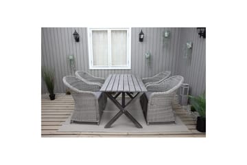 Utomhusmöbelgrupp 150 cm Bord & 4 Belize grå stolar Grå - Grå - Utemöbler - Utegrupp - Matgrupp utomhus