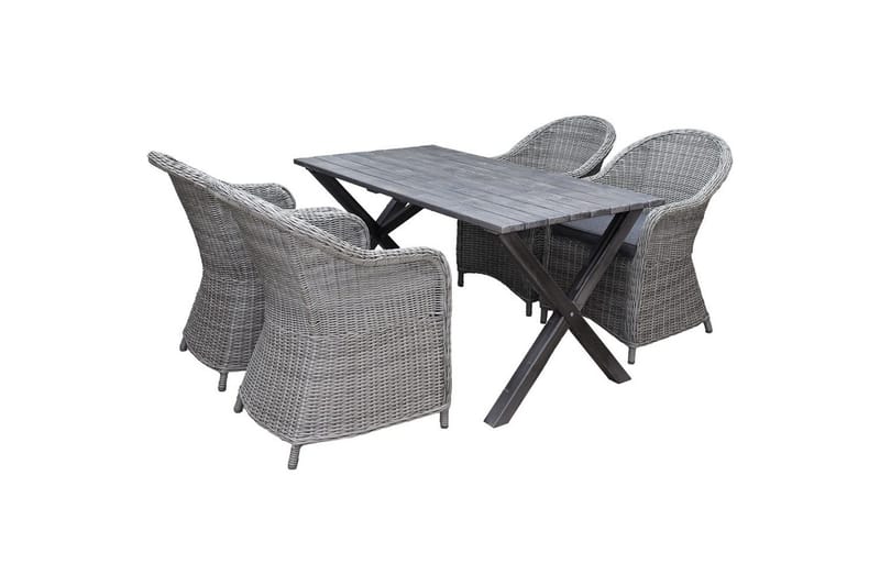 Utomhusmöbelgrupp 150 cm Bord & 4 Belize grå stolar Grå, Grå