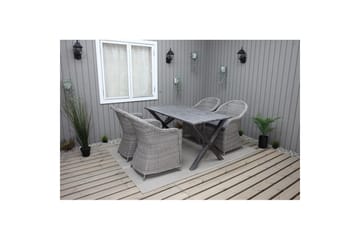 Utomhusmöbelgrupp 150 cm Bord & 4 Belize grå stolar Grå - Grå - Utemöbler - Utegrupp - Matgrupp utomhus