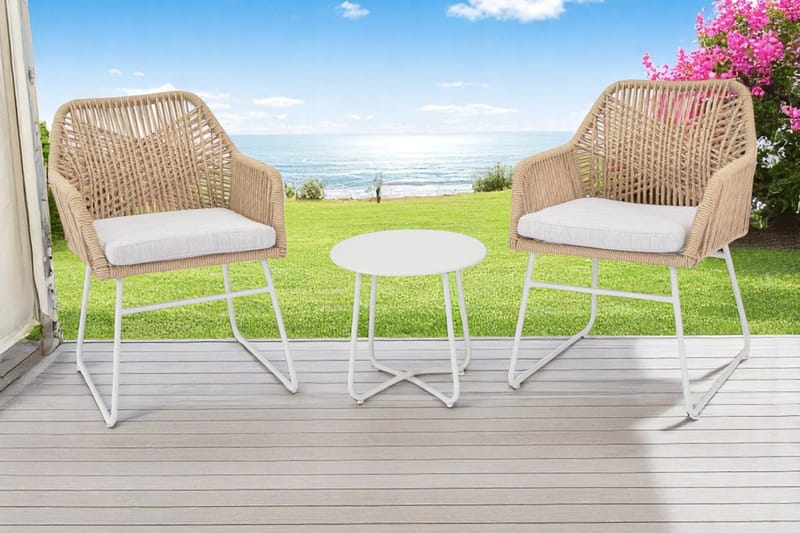 Utomhussidobord Seville rund Ø45 cm - Korallsand - Utemöbler - Balkong - Balkongmöbler - Balkongbord