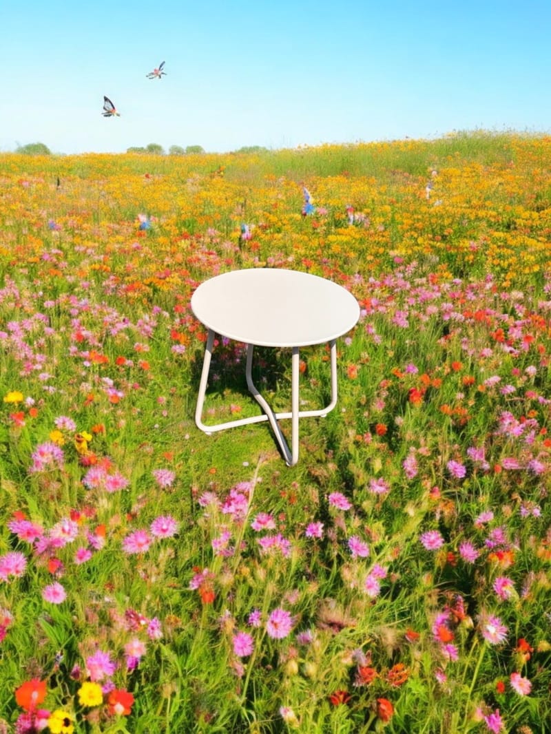 Utomhussidobord Seville rund Ø45 cm - Korallsand - Utemöbler - Balkong - Balkongmöbler - Balkongbord