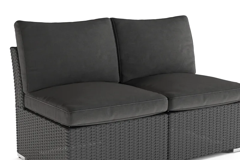 Wisconsin Loungesoffa Utomhus utan Armstöd 2-sits Konstrotting - Svart - Utemöbler - Balkong - Balkongmöbler - Soffa balkong