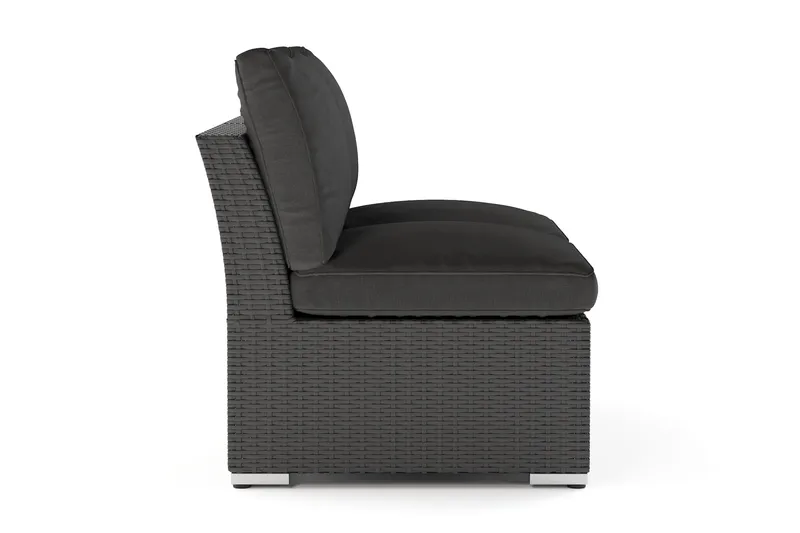 Wisconsin Loungesoffa Utomhus utan Armstöd 2-sits Konstrotting - Svart - Utemöbler - Balkong - Balkongmöbler - Soffa balkong