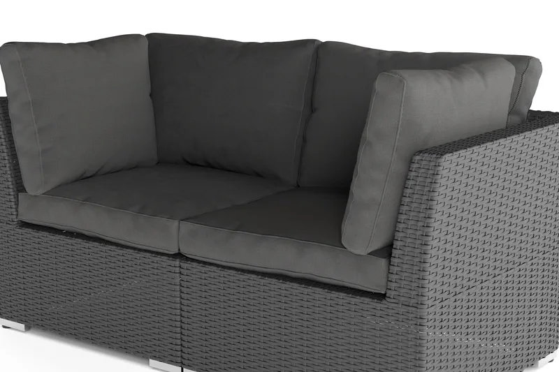 Wisconsin Premium Loungesoffa Utomhus med Armstöd 2-sits Konstrotting - Svart - Utemöbler - Balkong - Balkongmöbler - Soffa balkong