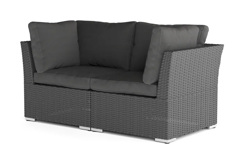 Wisconsin Premium Loungesoffa Utomhus med Armstöd 2-sits Konstrotting - Svart - Utemöbler - Balkong - Balkongmöbler - Soffa balkong