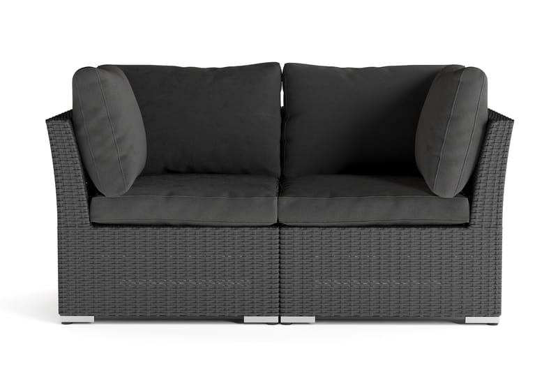 Wisconsin Premium Loungesoffa Utomhus med Armstöd 2-sits Konstrotting - Svart - Utemöbler - Loungemöbler - Loungesoffa