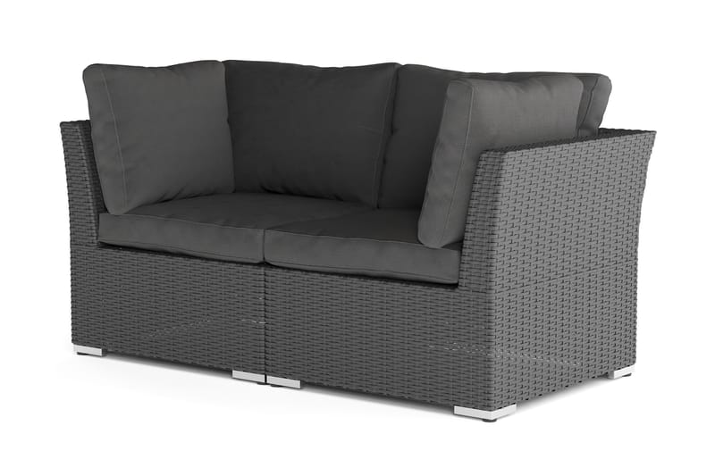 Wisconsin Premium Loungesoffa Utomhus med Armstöd 2-sits Konstrotting - Svart - Utemöbler - Loungemöbler - Loungesoffa