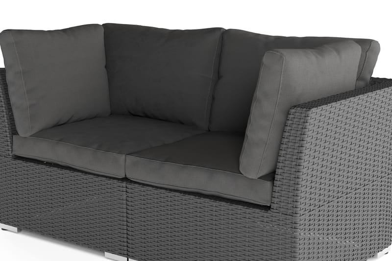 Wisconsin Premium Loungesoffa Utomhus med Armstöd 2-sits Konstrotting - Svart - Utemöbler - Loungemöbler - Loungesoffa