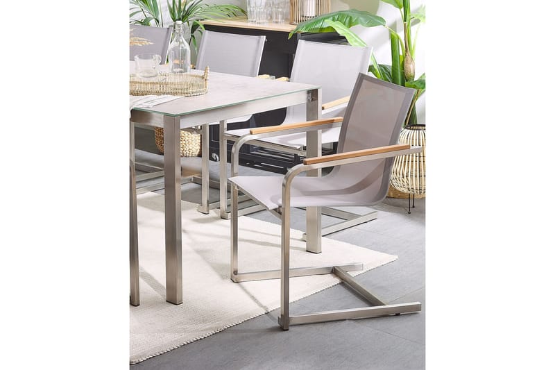 Zervo Karmstol Utomhus 4 st - Beige/Silver - Utemöbler - Balkong - Balkongmöbler - Balkongstol